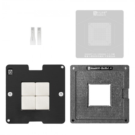 Amaoe 0.25mm Graphics Card BGA Reballing Stencil Platform Set for RX6600XT 215-130000006