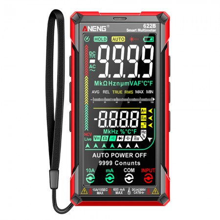 Aneng 622B Intelligent Digital Multimeter with Auto Range, Touch Color Screen, and Laser Lamp