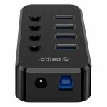 Orico SWU3-4A 4-Port High-speed USB 3.0 Split Control Hub With Power Adapter Support BC1.2 Charging