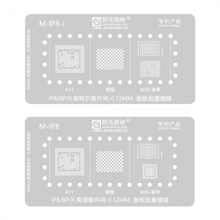 Amaoe CPU / Hard Disk / WiFi / Baseband BGA Reballing Stencil for iPhone 8 / 8P