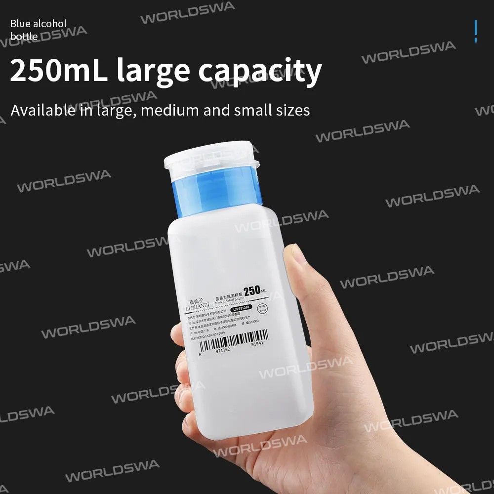 luxianzi 120-180-250ml-multi-capacity-blue-cap-square-bottle-push-up-plastic-alcohol-bottle-9