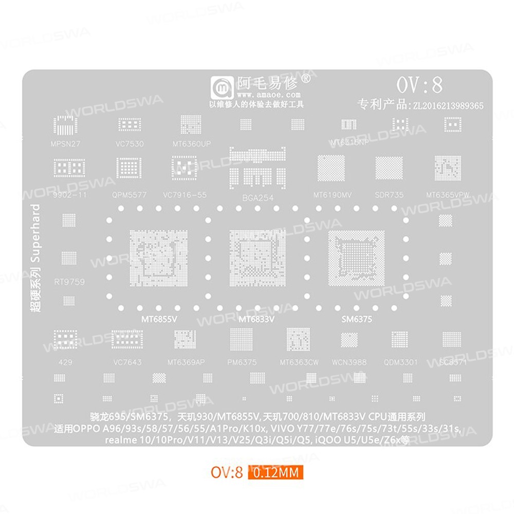 amaoe ov-series-8-in-1-012mm-bga-reballing-stencil-set-for-oppo-realme-vivo-iqoo-8