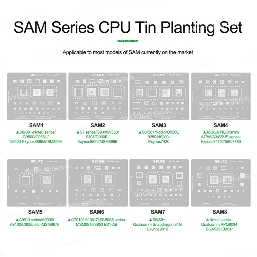 Relife RL-044 Samsung Series CPU Tin Planting Steel Mesh Set for Samsung S / Note Series