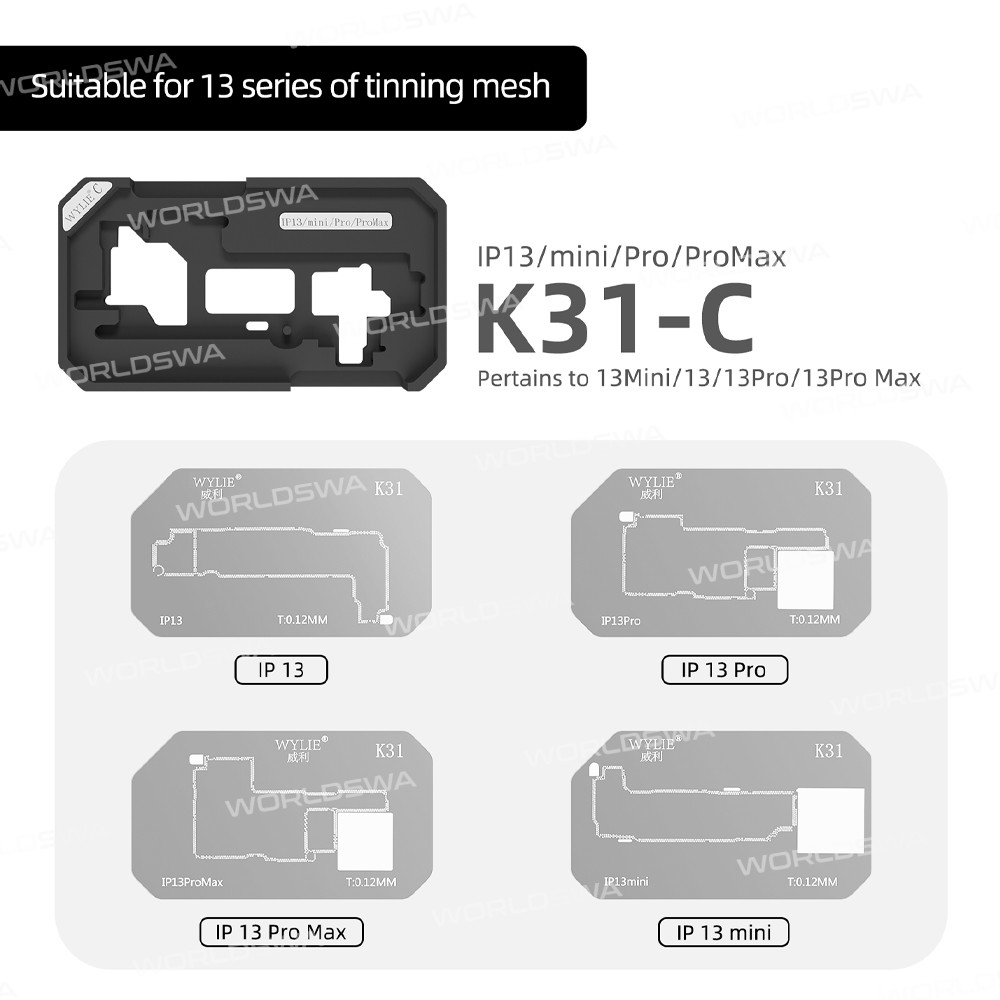 wylie k31-012mm-motherboard-middle-layer-planting-tin-platform-set-for-iphone-x-to-16pro-max-9