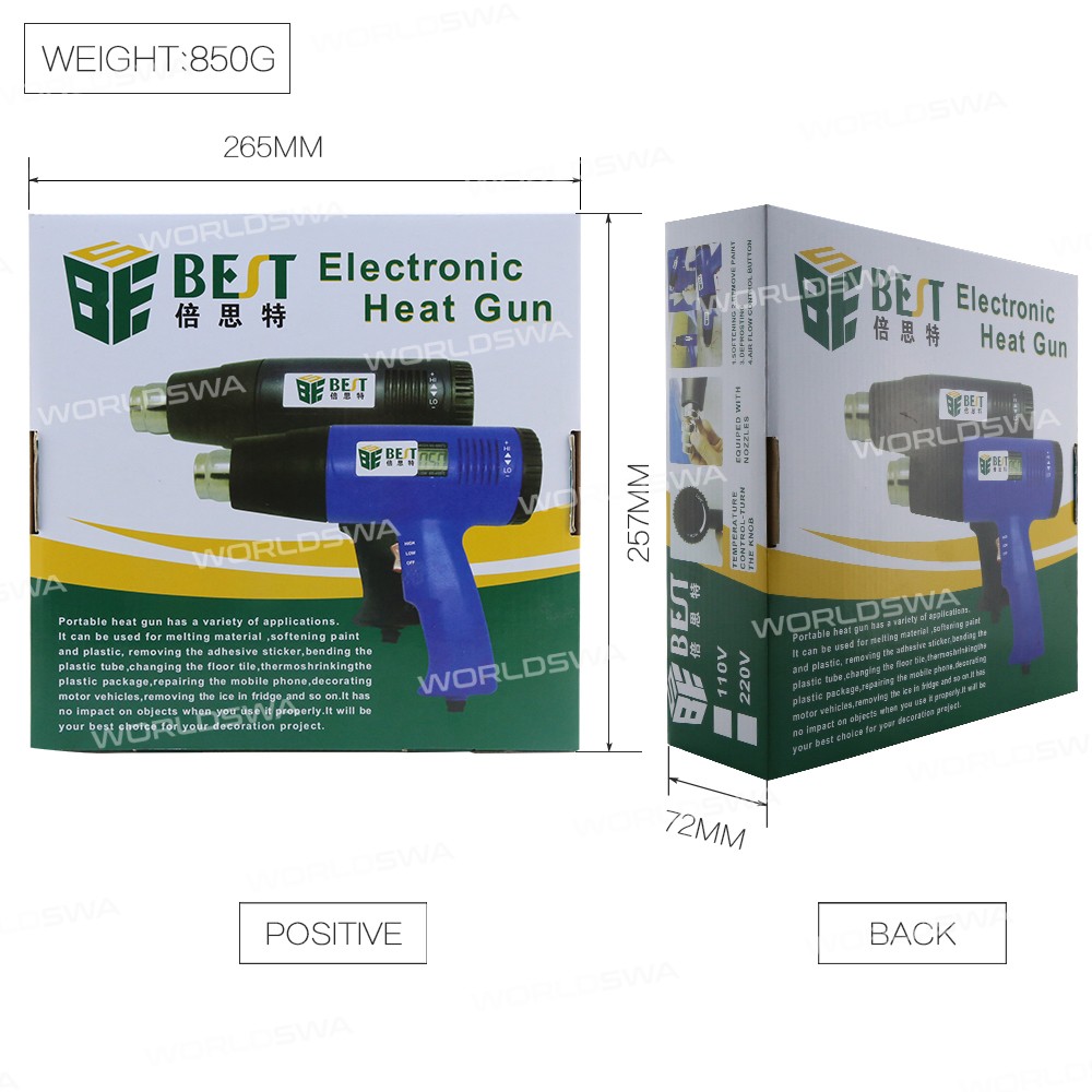 BST-8016 1600W Handheld Portable LCD Electronic Cordless Mini Hot Air Gun for SMT SMD Soldering