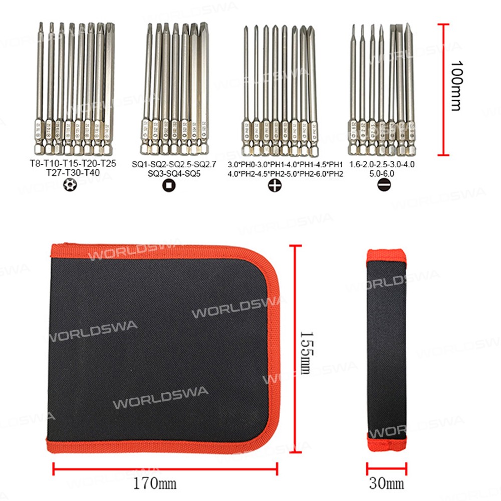 1 / 4-inch Long Shank Hex Magnetic Screwdriver Bits Set for Electric Screwdriver- 30 Pcs