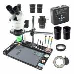 Continuous Zoom Trinocular Stereo Microscope Big Workbench with 34MP 2K HDMI USB Camera and 1 / 2 CT