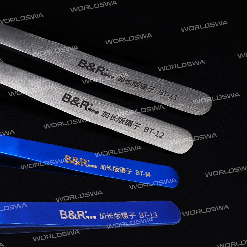 B&R BT-11 BT-12 BT-13 BT-14 Precision Lengthened Anti-static Stainless Steel Tweezer