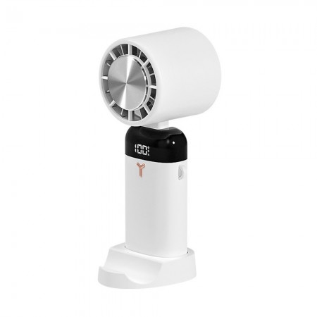 Handheld Folding Fan with USB Rechargeable Desk Table Function 3 Adjustable Wind Speed LED Digital Display Phone Holder for Home Office Travel Camping Fishing