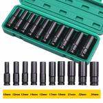 Electric Lengthened Hexagon Socket Set 1 / 2 Electrophoresis Black Manual Socket 10 Pieces