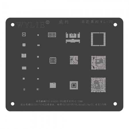 Wylie WL-72 Hisilicon Kirin 710 Hi6260 CPU Black BGA Reballing Stencil for Honor 8X / 20i Nova 5i / 4e