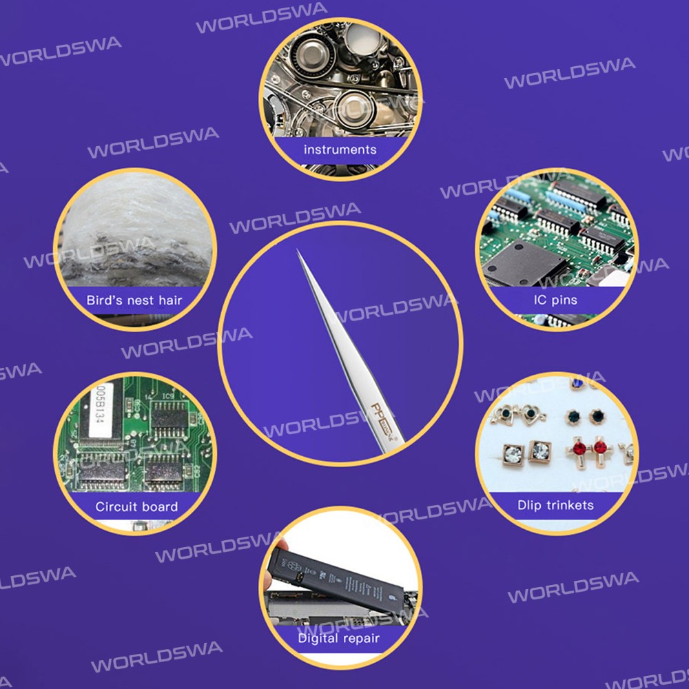 PPD Ultra-fine Anti-magnetic Stainless Steel Tweezers for Motherboard IC Chip Repair