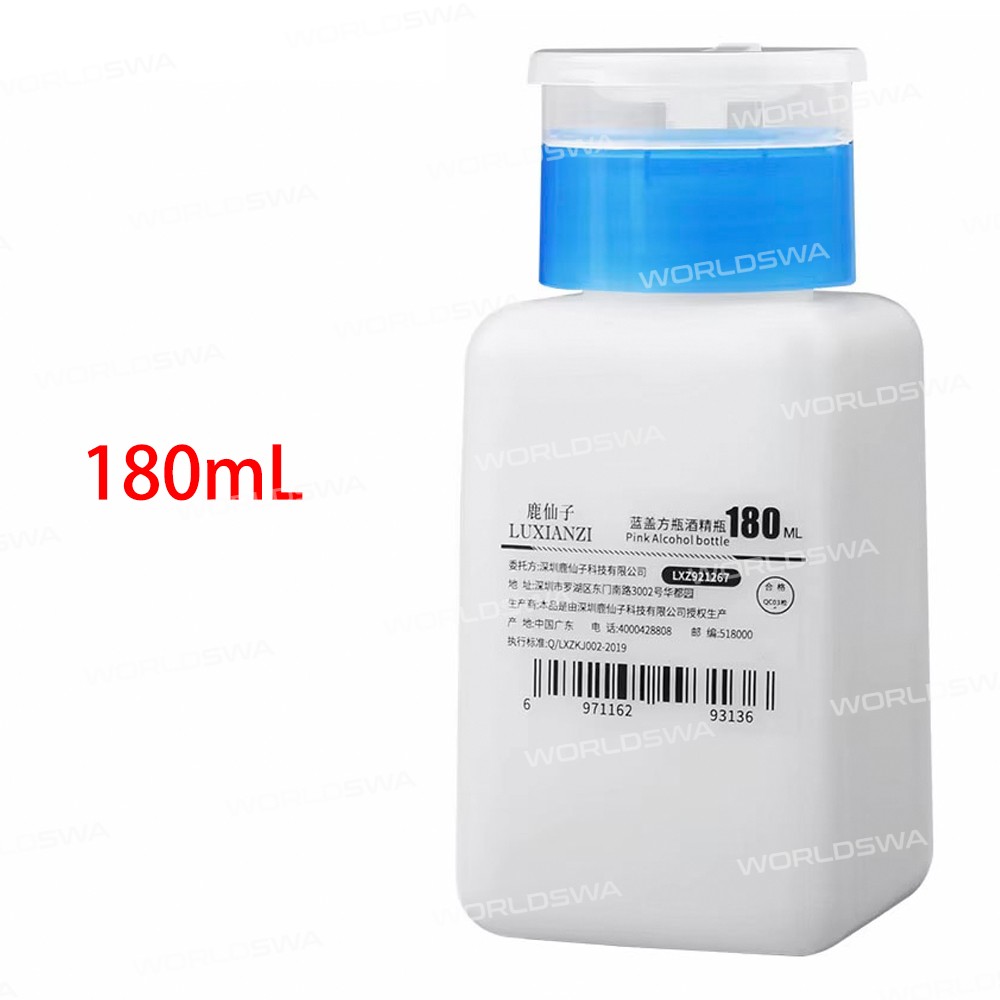 luxianzi 120-180-250ml-multi-capacity-blue-cap-square-bottle-push-up-plastic-alcohol-bottle-13