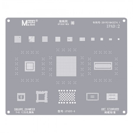 MaAnt iPad:2 0.12mm Square Chamfer BGA Reballing Stencil for iPad 3-4