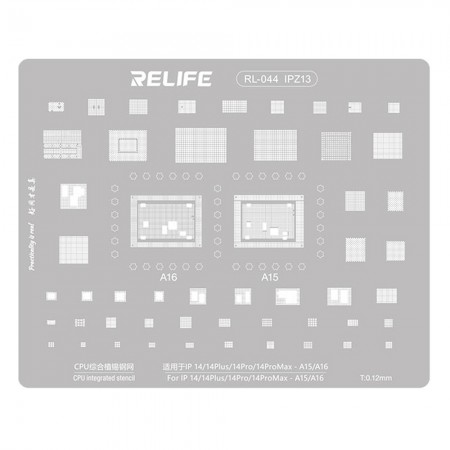 Relife RL-044 CPU BGA Reballing Stencil for iPhone 14 / 14 Plus / 14 Pro / 14 Pro Max - A15 / A16