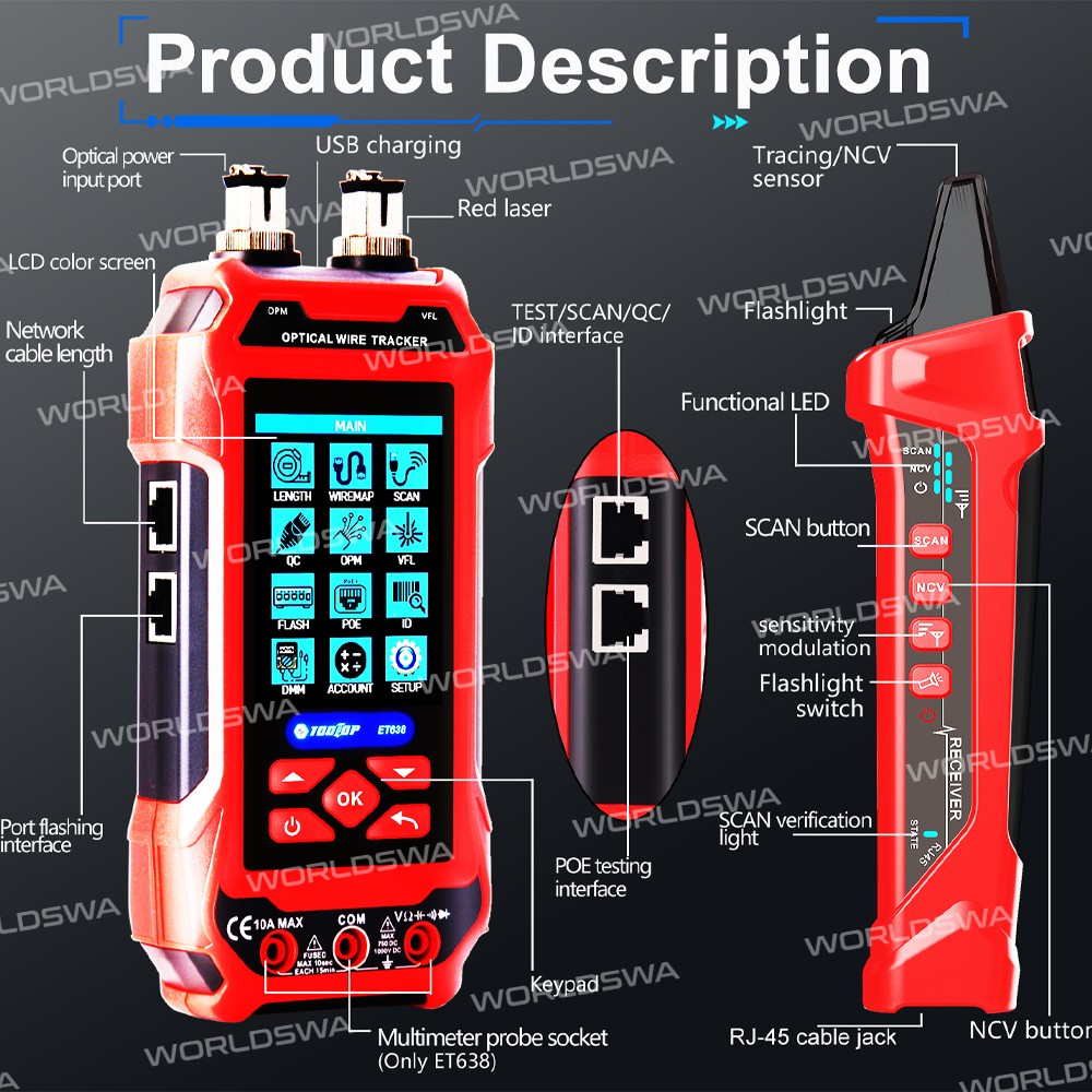 tooltop et636-et638-multifuction-network-cable-tester-optical-power-meter--multimeter-17