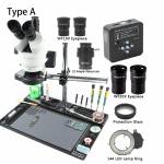 Continuous Zoom Trinocular Stereo Microscope Big Workbench with 34MP 2K HDMI USB Camera and 1 / 2 CT