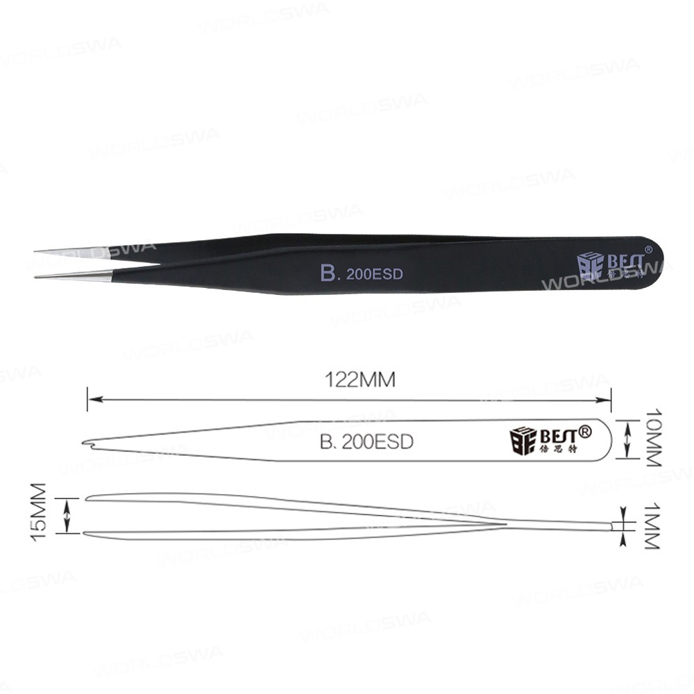BST-200ESD Anti-static Precision Soldering Straight Tip Tweezers