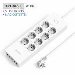 Orico HPC-8A5U 8 AC Outlets Surge Protector Power Strip with 5 USB Ports for Home Office - EU Plug