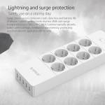 Orico HPC-8A5U 8 AC Outlets Surge Protector Power Strip with 5 USB Ports for Home Office - EU Plug