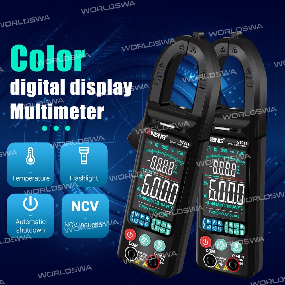 aneng st211-ultra-thin-large-screen-intelligent-automatic-anti-burning-digital-clamp-multimeter-2