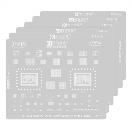 Amaoe 0.12mm BGA Reballing Stencil Set for iPhone 8 to 14 Pro Max Apple A11 / A12 / A13 / A14 / A15 / A16