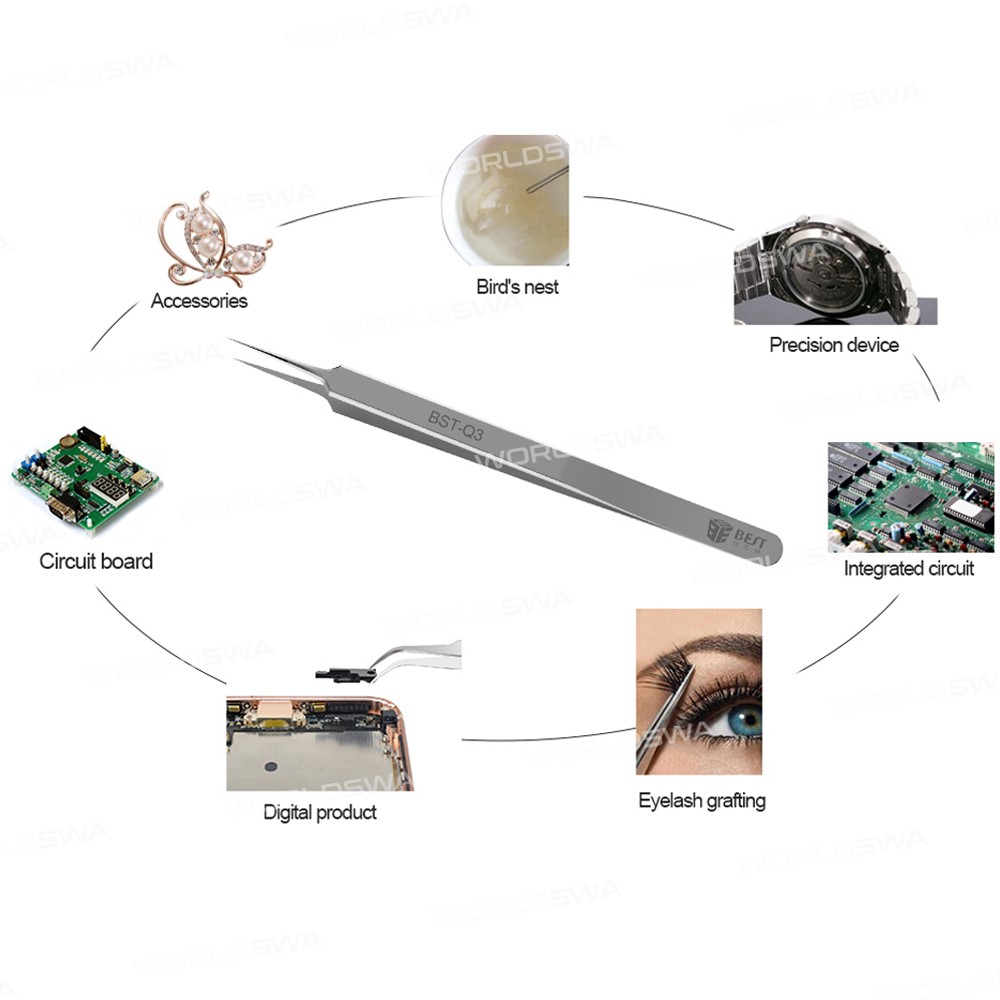 BST-Q3 / Q5 Stainless Steel Superfine Pointed Precision Fly Line Tweezers