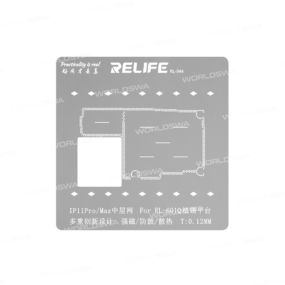 Relife RL-601Q 6in1 Middle Frame BGA Reballing Stencil Planting Tin Template Fixture for iPhone X-11
