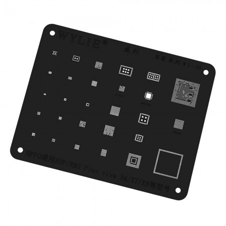 Wylie WL-59 CPU RAM Nand IC Black BGA Reballing Stencil for VIVO X6 / X7 / X9 OPPO R9P R9S Plus
