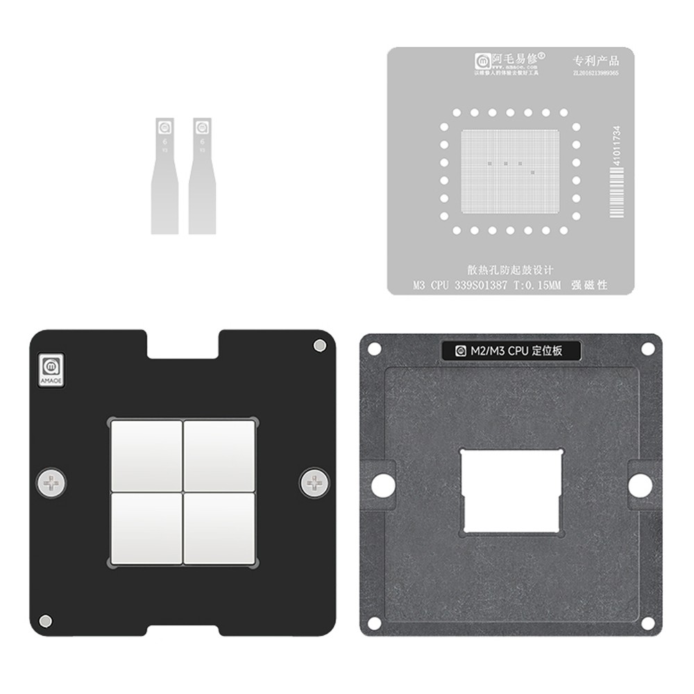 amaoe 015mm-cpu-bga-reballing-stencil-platform-set-for-apple-m3-cpu-339s01387-1