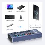 qianli k367h-7-port-extension-hub-with-p605s-60w-5-ports-digits-display-fast-charger-7