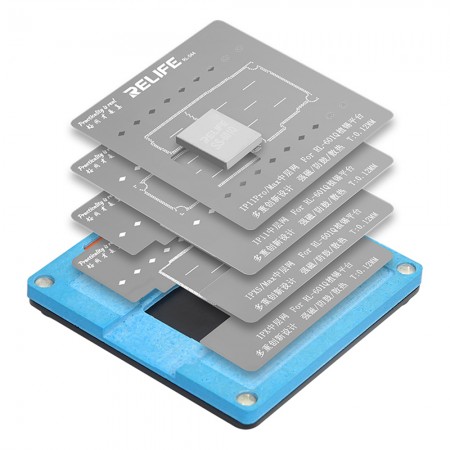 Relife RL-601Q 6in1 Middle Frame BGA Reballing Stencil for iPhone X-11Pro MAX: Tin Template Fixture Planting