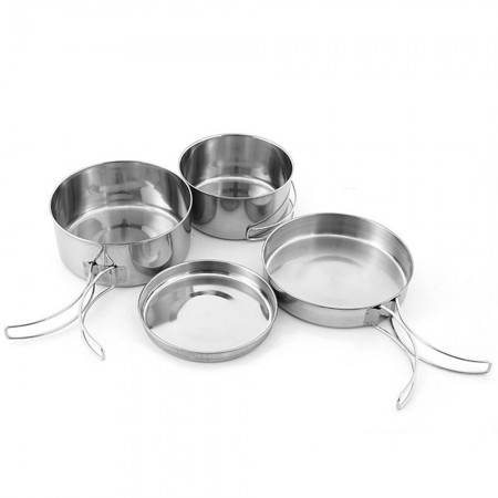 Outdoor Stainless-Steel Cookware Set Cooking Picnic Bowl Pot
