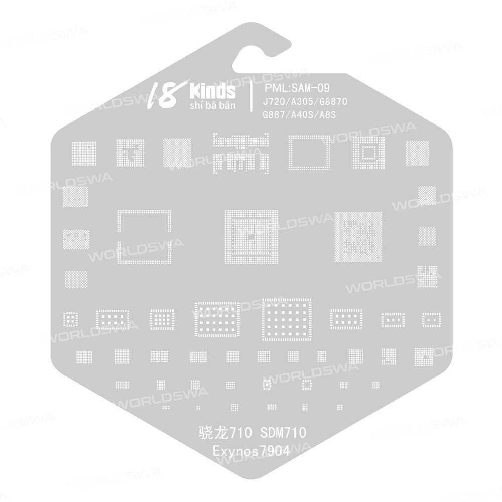 18 Kinds CPU BGA IC Reballing Stencil Kits for Samsung Phones