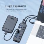 Orico SWU3-7A 7-Port High-speed USB 3.0 Split Control Hub With Power Adapter Support BC1.2 Charging