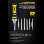 Deli DL260016 16-in-1 Three-Way Adjustable Chrome Vanadium Steel Ratchet Screwdriver