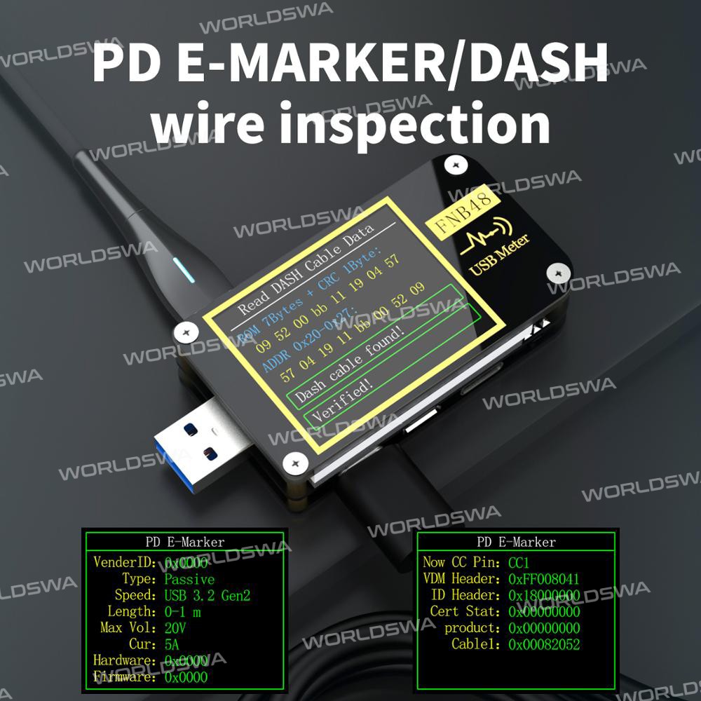 FNB48 USB Type-C Voltmeter Ammeter Detector Current Quick Charging Tester Protocol Tool PD Trigger