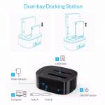 Orico 6228US3 Dual Bay HDD Docking Station with Offline Clone SATA to USB 3.0 for 2.5 / 3.5'' SSD HD