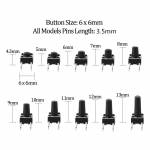 10 Models Mix 4.3 to 13mm Height 6*6mm Tact Switch Button - 100Pcs