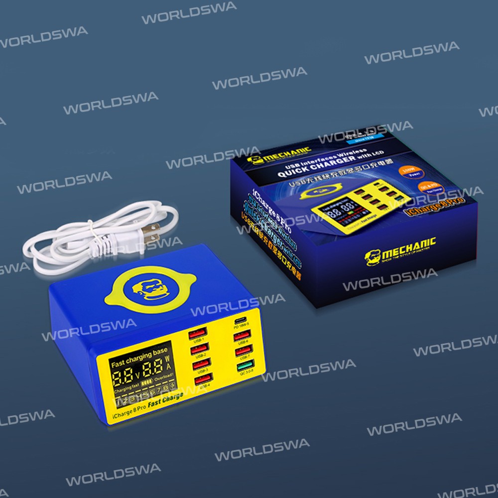 Mechanic iCharge 8 Pro 8-Port QC 3.0 Wireless Intelligent Fast Charging Station with LCD Display