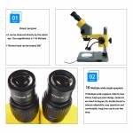Kailiwei 0655EI 6X-55X Double Light Zoom Industrial Stereo Microscope for BGA Welding Phone Repair