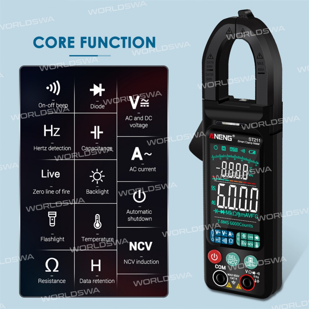 aneng st211-ultra-thin-large-screen-intelligent-automatic-anti-burning-digital-clamp-multimeter-5