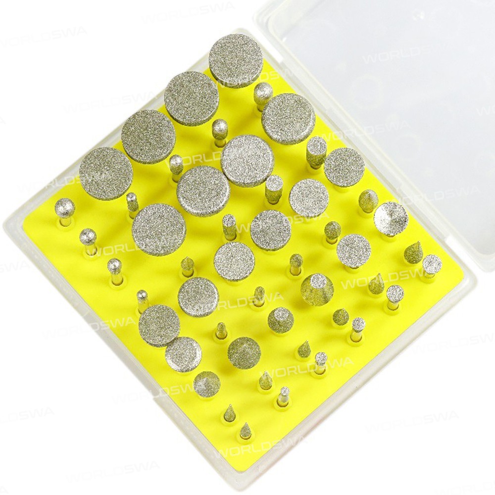 1/8 inch Shank Diamond Grinding Head Set for Electric Polisher - 50Pcs