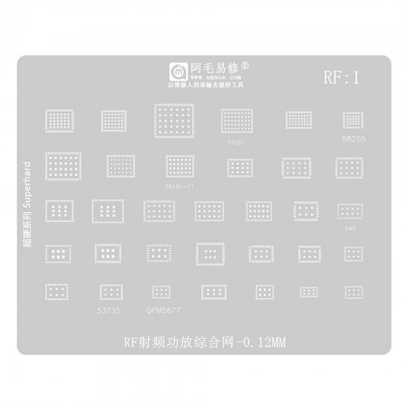 Amaoe RF:1 0.12mm RF Power Amplifier Comprehensive BGA Reballing Stencil