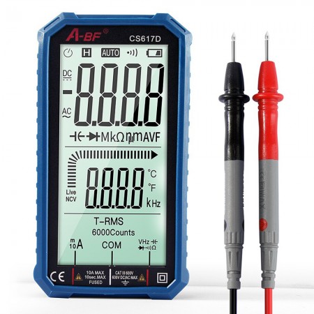 A-BF CS617D NCV Auto Range True RMS AC / DC Digital Multimeter - Big Screen Display