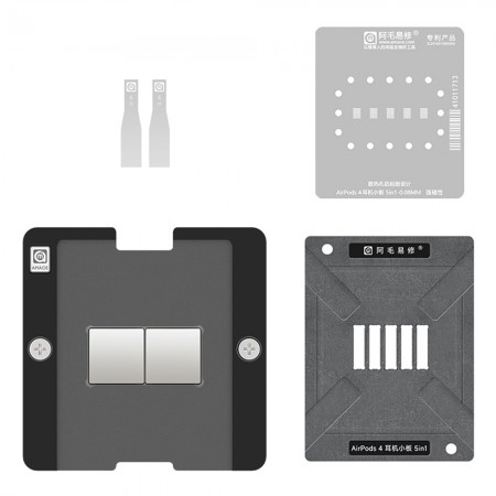 Amaoe AirPods 4 Headphones Small Board 5-in-1 Platform BGA Reballing Stencil Platform Set