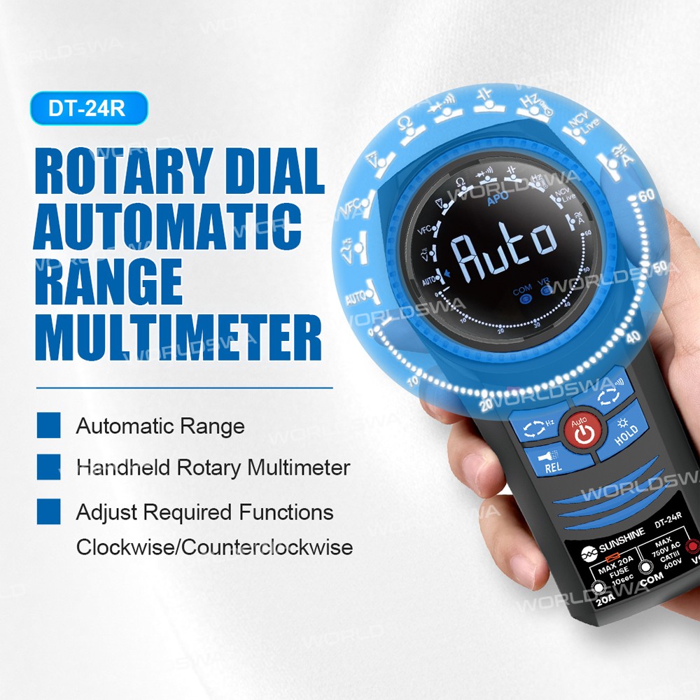 sunshine dt-24r-true-rms-smart-color-screen-rotary-dial-multimeter-with-ncv-live-temp-test-2