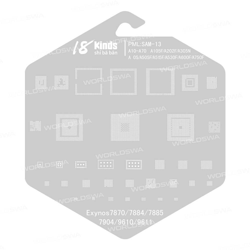 18 Kinds CPU BGA IC Reballing Stencil Kits for Samsung Phones