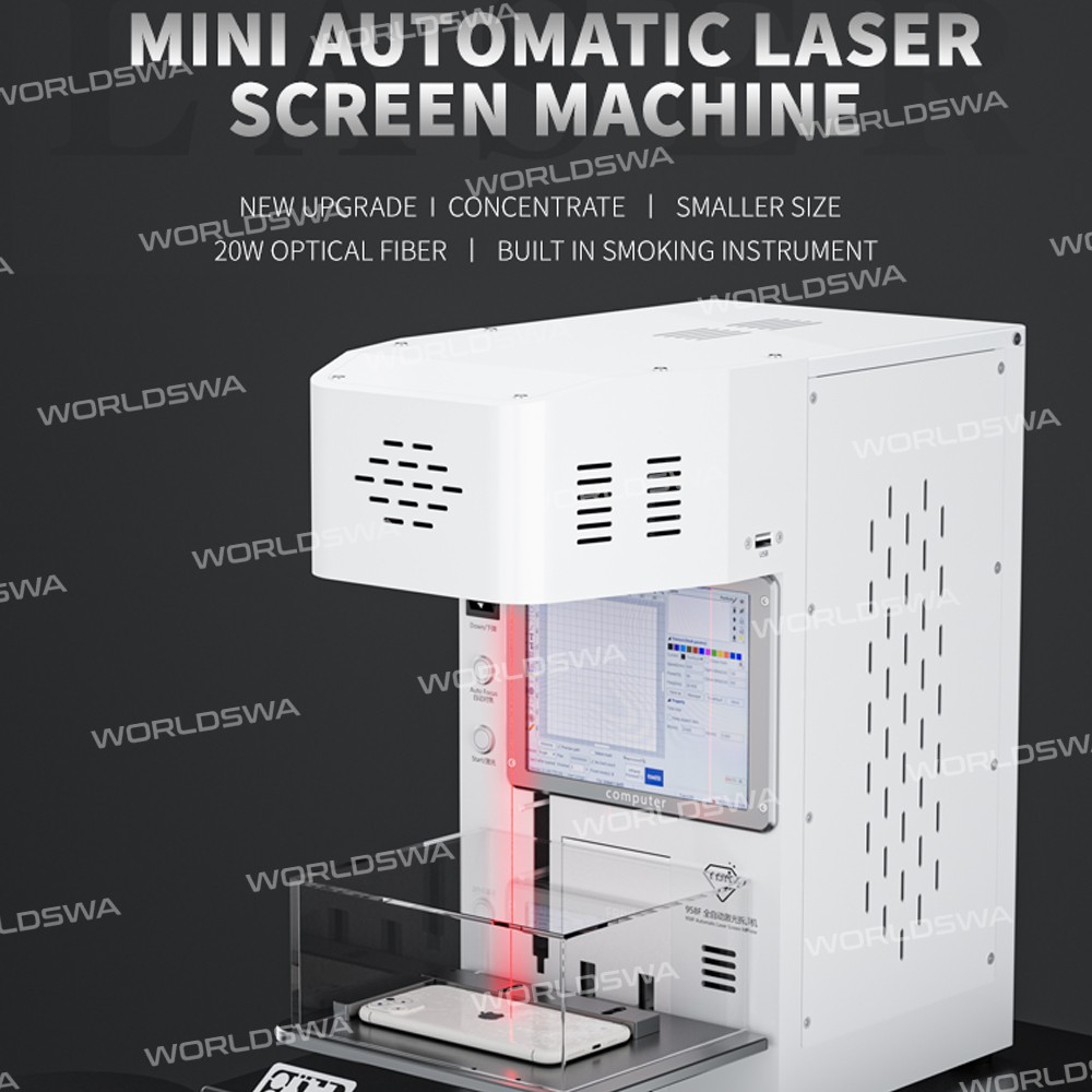 TBK-958F Mini Automatic High Precision 20W Laser Marking and Screen Removal Machine