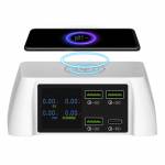 100W Multi-ports USBQC 3.0 Fast Charger Station with 15W Wireless Charger